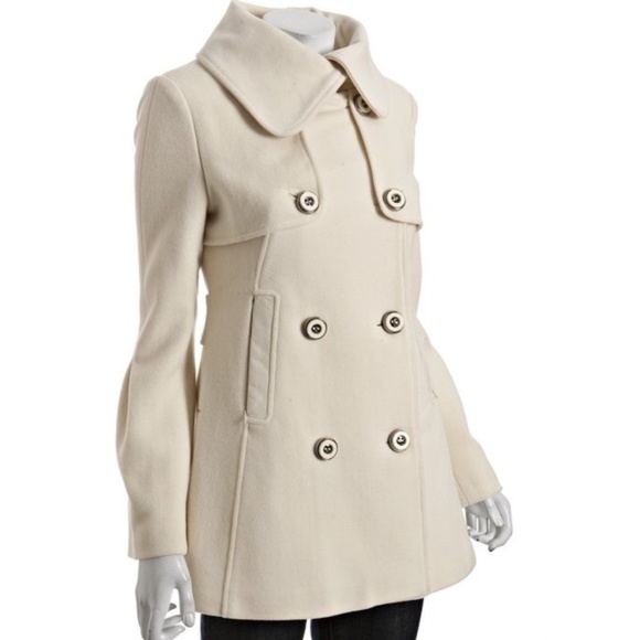 NWT MACKAGE XS Raffy Wool Cashmere Double Breasted Peacoat w/ Leather Details - Picture 14 of 15